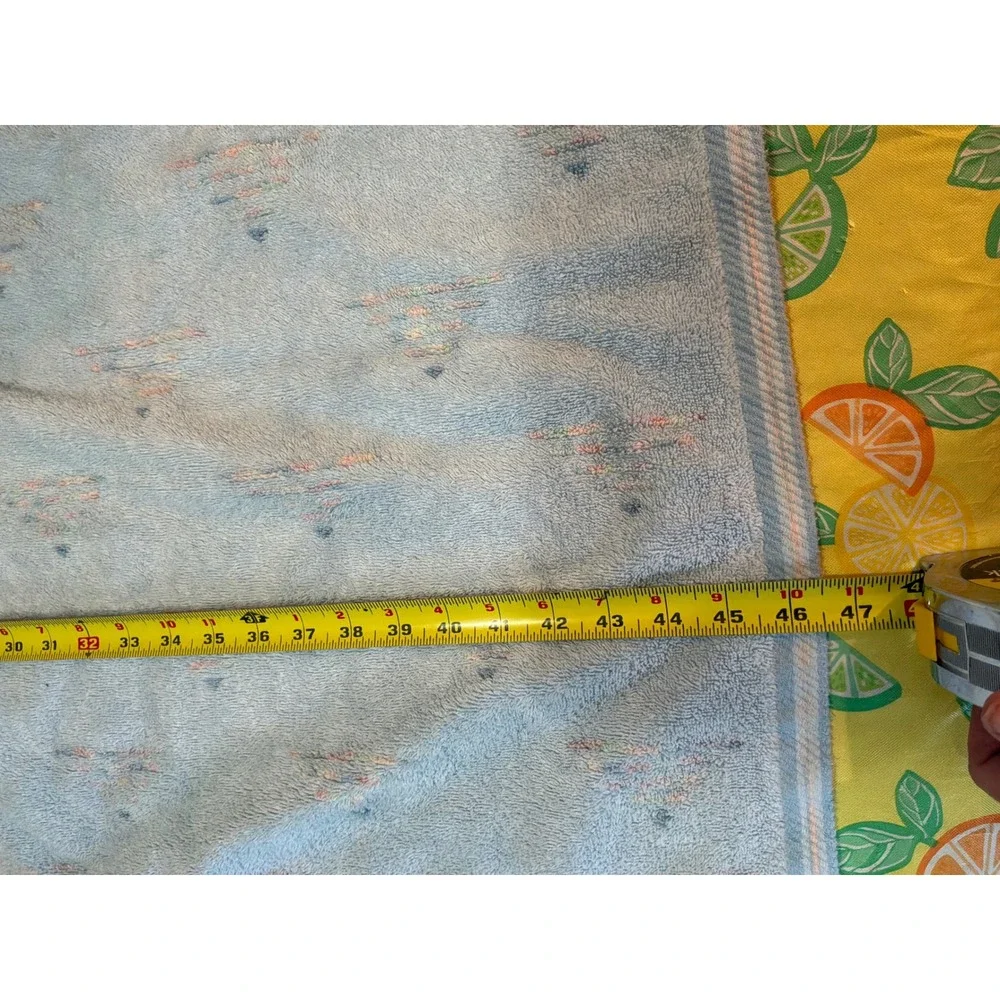 Field crest mills Bath Towel Unisex OS Pale Blue Geometric Vintage Retro‎ 47x25